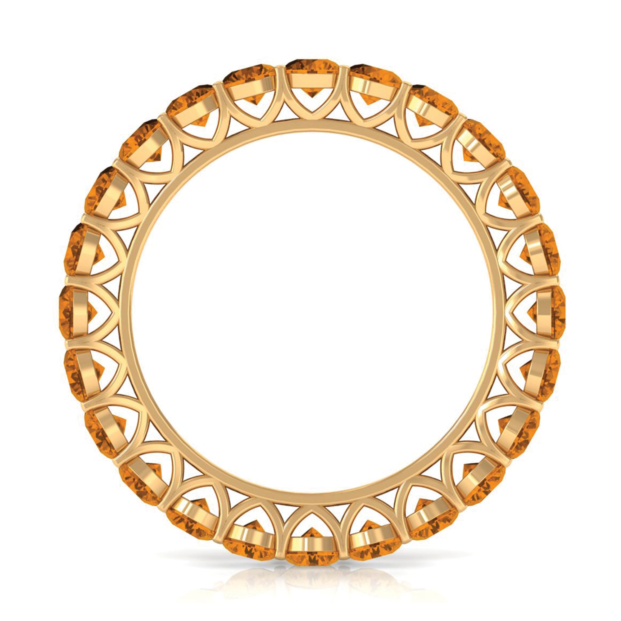 Citrine Wedding Anniversary Eternity Ring for Women, AAA Quality, Stackable Gemstone Jewelry, 14K Yellow Gold, Size:US 8.50