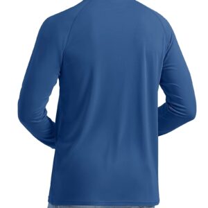 MAGCOMSEN Men's Quick Dry Long Sleeve Tee - Blue Grey, Sun Protective, Hiking, Fishing, Summer Shirt