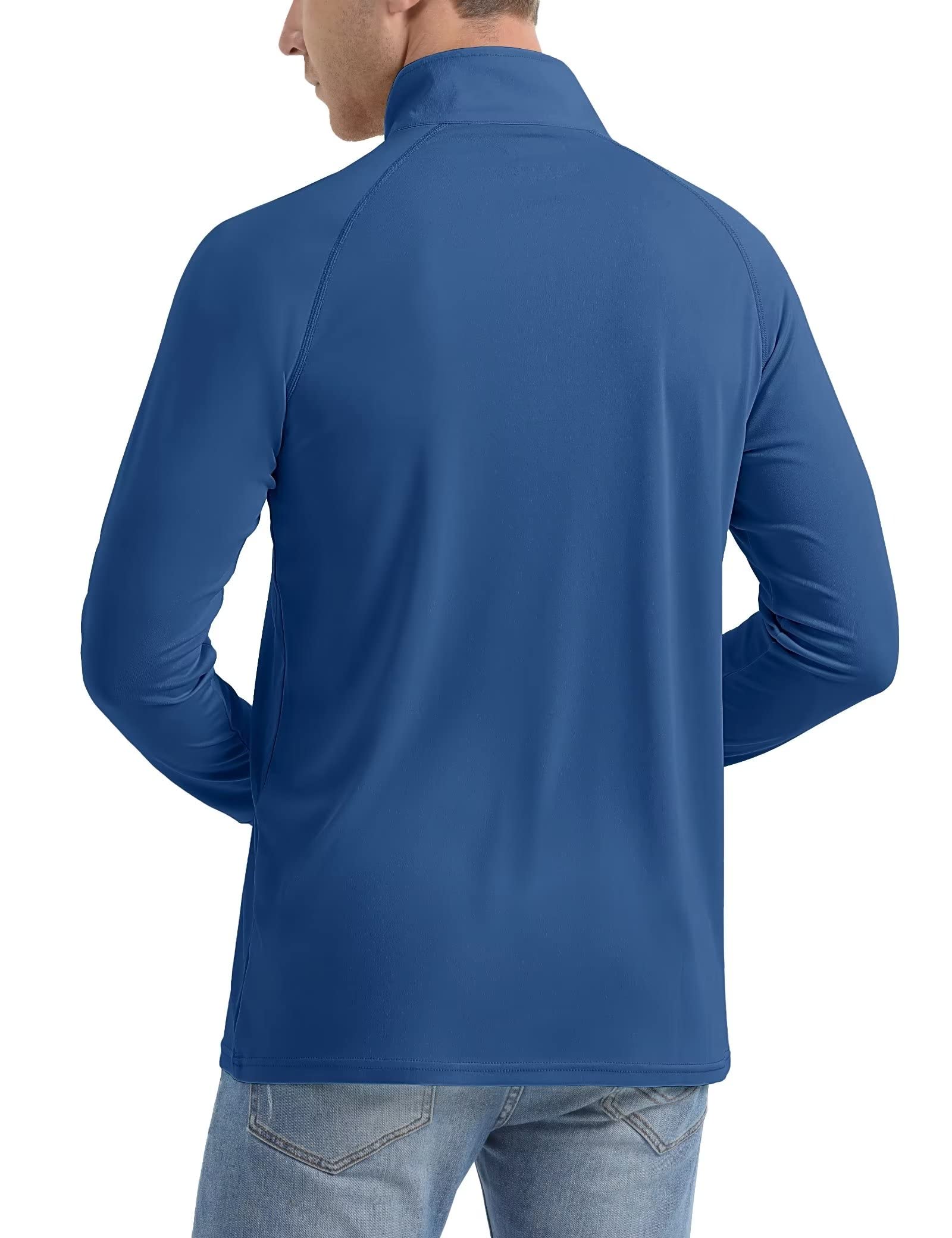 MAGCOMSEN Men's Quick Dry Long Sleeve Tee - Blue Grey, Sun Protective, Hiking, Fishing, Summer Shirt