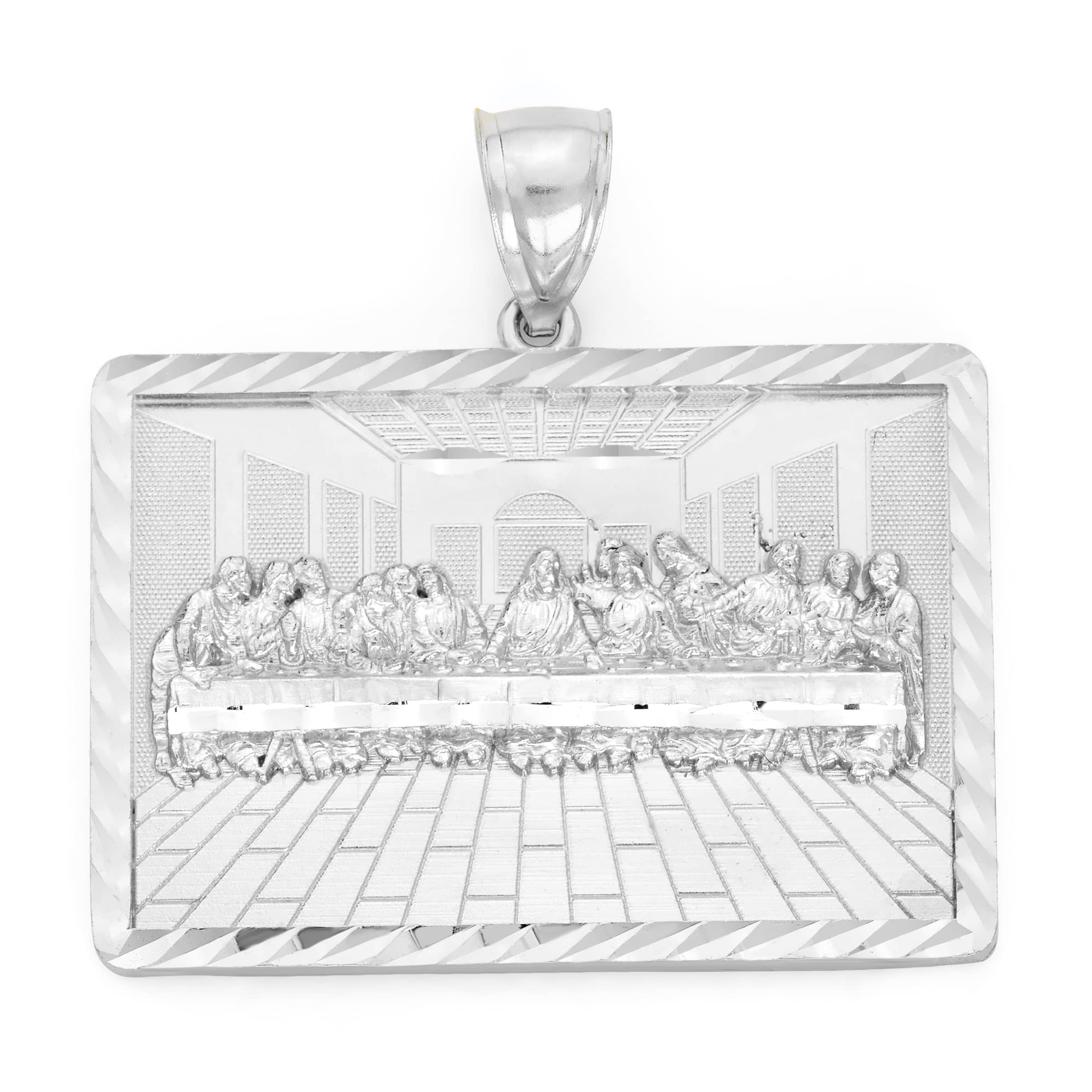 Golden Fire 925 Sterling Silver Last Supper Pendant for Religious Hip Hop Chain Jewelry, Catholic Faith Gifts for Him