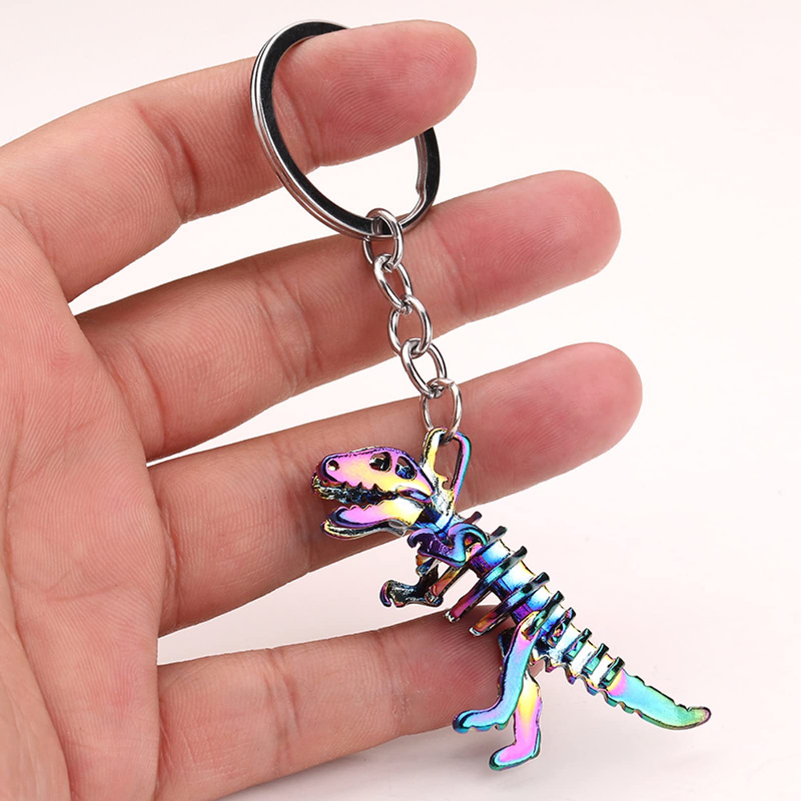 kapitomanio Creative Skull Dino Keychain for Men Bags Backpack Car Key Pendant, Metal Dinosaur Keychains for Boys Men Gifts