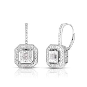 Natalia Drake Antique Style Drop Leverback Bridal 1/10 Cttw Diamond Earrings for Women in Rhodium Plated 925 Sterling Silver