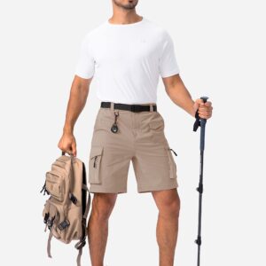 Viodia Men's Hiking Cargo Shorts Stretch Tactical Shorts for Men with 8 Pockets Quick Dry Lightweight Shorts for Work Golf Fishing Dark Khaki