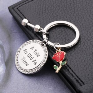 A Tale As Old As Time Jewelry Beauty and The Beast Keychain Beauty And The Beast Fans Gift Movie Inspired Gifts (A Tale As Old KS)