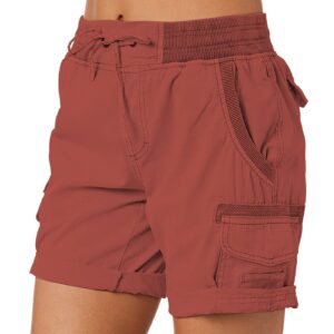 Knemksplanet Women's Cargo Shorts Multi-Pockets Hiking Shorts Summer Casual Bermuda Outdoor Active Shorts