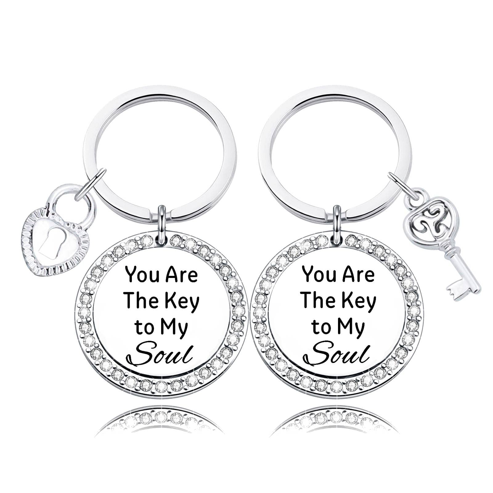 You Are The Key to My Soul Necklace Keychain Couple Jewelry for Boyfriend Girlfriend Valentine’s Day Keychain BFF Gifts (Soul KS)