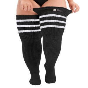 zando thigh high stockings plus size non slip socks for women striped socks women knee high socks leg warmers plus size long athletic socks women softball socks black & white stripesone size