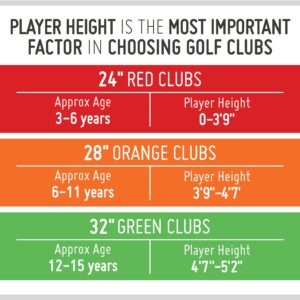 PGA TOUR Tee-Up 3-Piece Set, Medium, Orange, Right Handed, Use for Indoor and Outdoor Practice, Junior Golf Training Set, Training Clubs