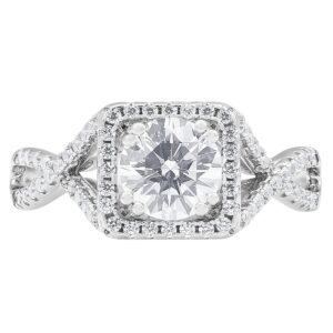 La4ve Diamonds Beyond Brilliance Square Frame 2.50 Carat Round Cubic Zirconia Halo Engagement Ring Sterling Silver | Fashion Jewelry for Women | Gift Box Included (Size 6)