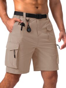 viodia men's hiking cargo shorts stretch tactical shorts for men with 8 pockets quick dry lightweight shorts for work golf fishing dark khaki