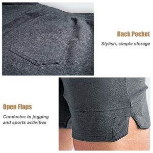 BUXKR Mens Workout Shorts 2 Pack 5 Inch Quick Dry Gym Shorts for Men Athletic Running Shorts with Zipper Pockets Black Dark Grey