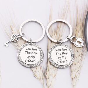 You Are The Key to My Soul Necklace Keychain Couple Jewelry for Boyfriend Girlfriend Valentine’s Day Keychain BFF Gifts (Soul KS)