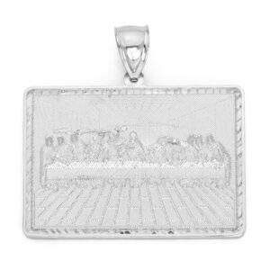 Golden Fire 925 Sterling Silver Last Supper Pendant for Religious Hip Hop Chain Jewelry, Catholic Faith Gifts for Him