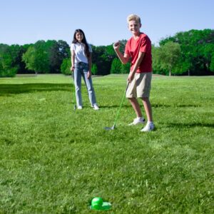 PGA TOUR Tee-Up 3-Piece Set, Medium, Orange, Right Handed, Use for Indoor and Outdoor Practice, Junior Golf Training Set, Training Clubs