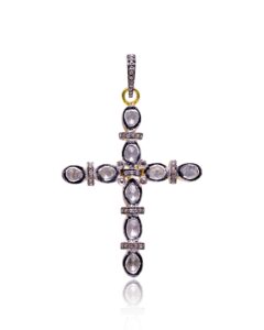 shweta creations diamond studded cross 925 sterling silver pendant | 0.87 cts natural diamond (i2-i3 clarity) pendant | ideal gift for her