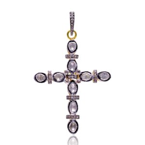 Shweta Creations Diamond Studded Cross 925 Sterling Silver pendant | 0.87 Cts Natural Diamond (I2-I3 Clarity) pendant | Ideal Gift for Her