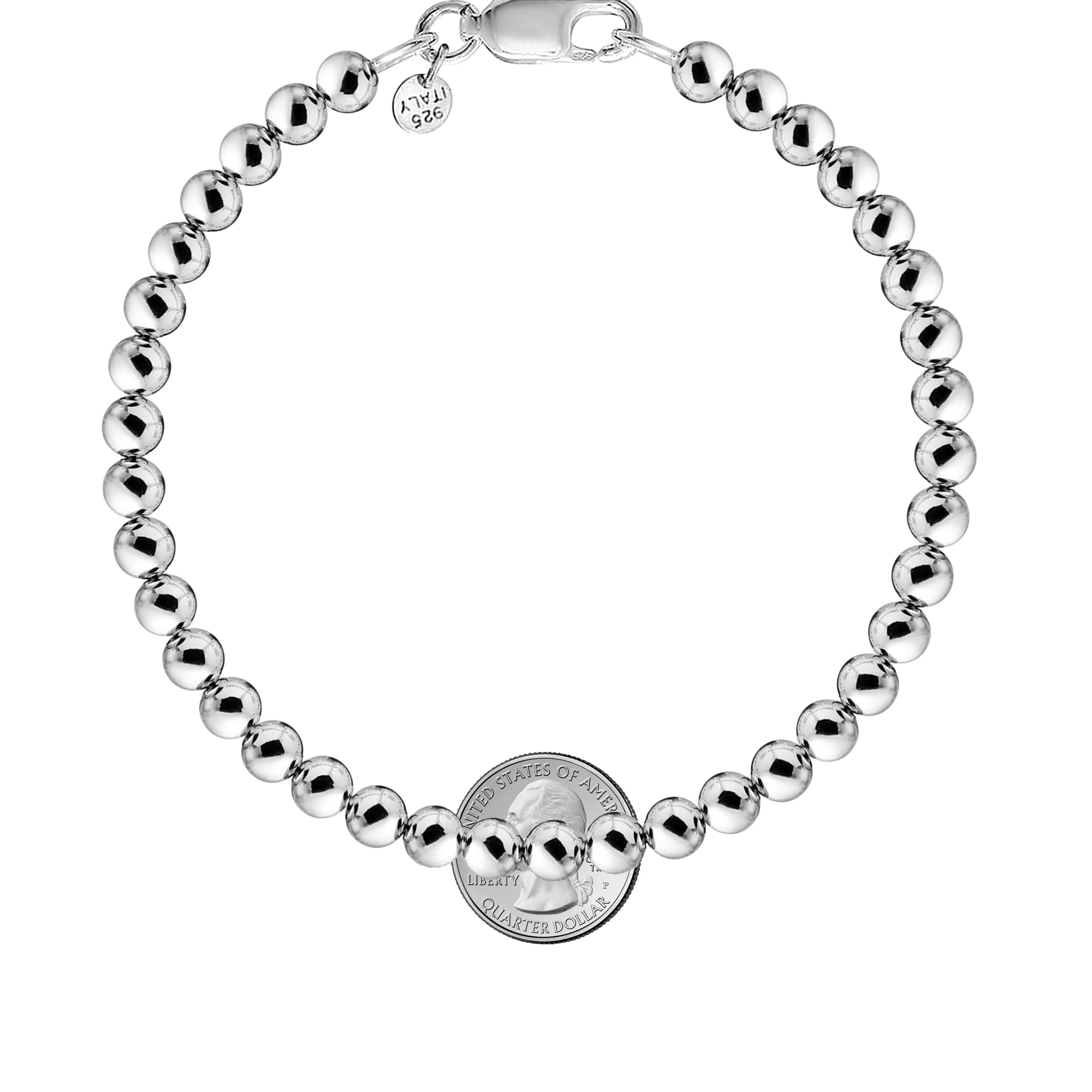 Savlano 925 Sterling Silver 8MM Handmade Bead Ball Strand Chain Bracelet For Women - Made in Italy Comes With a Gift Box (7.5, 8mm)