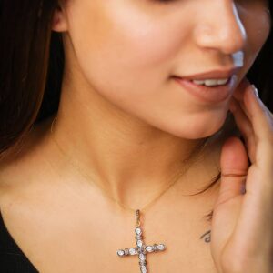 Shweta Creations Diamond Studded Cross 925 Sterling Silver pendant | 0.87 Cts Natural Diamond (I2-I3 Clarity) pendant | Ideal Gift for Her