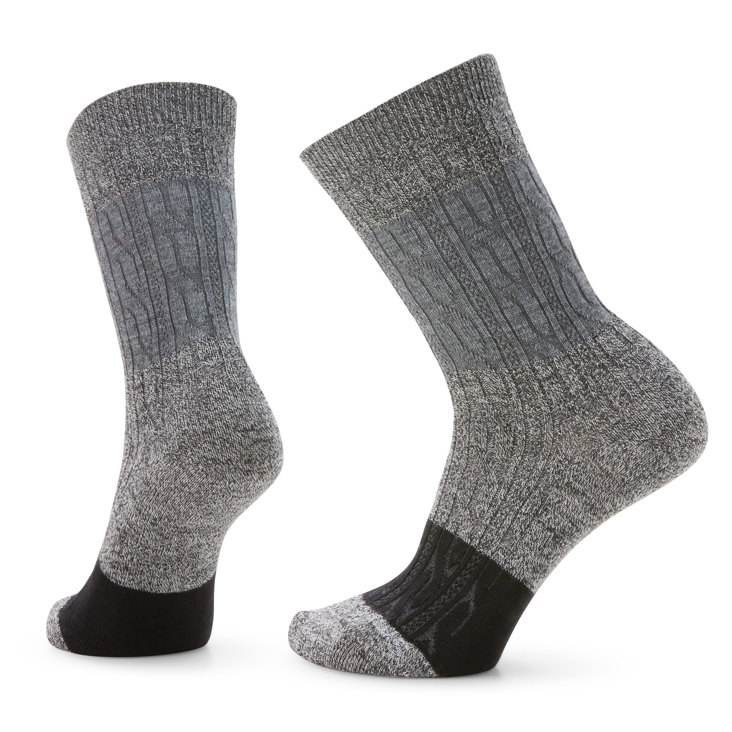 Smartwool Everyday Zero Cushion Merino Wool Color Block Cable Crew Socks for Men and Women, Charcoal, Small