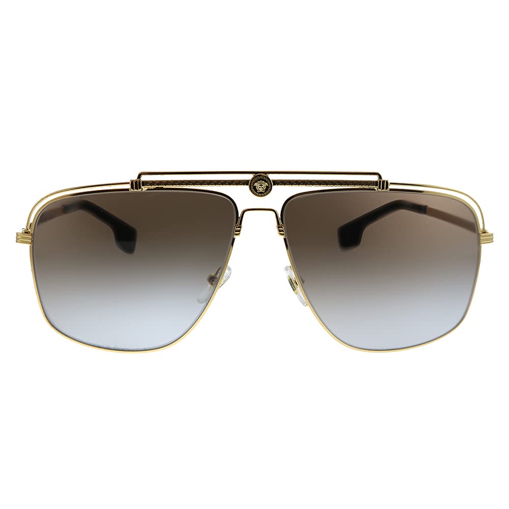 Versace VE 2242 100289 Gold Metal Rectangle Sunglasses Brown Gradient Lens