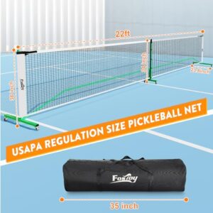 Fostoy Pickleball Net Set with Wheels, 22 FT Regulation Size, 4 Paddles & 6 Pickleballs, Carrying Bag, Steady Metal Frame and 18-ply PE Net for All Weather Conditions Outdoor Indoor (Green)