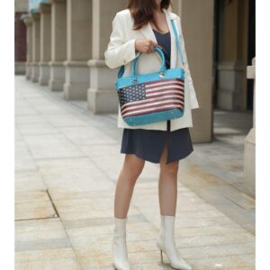 MKF Collection USA Tote Crossbody Bag for Women, American Flag Vegan Leather Top-Handle Messenger, Satchel Shoulder bag Purse