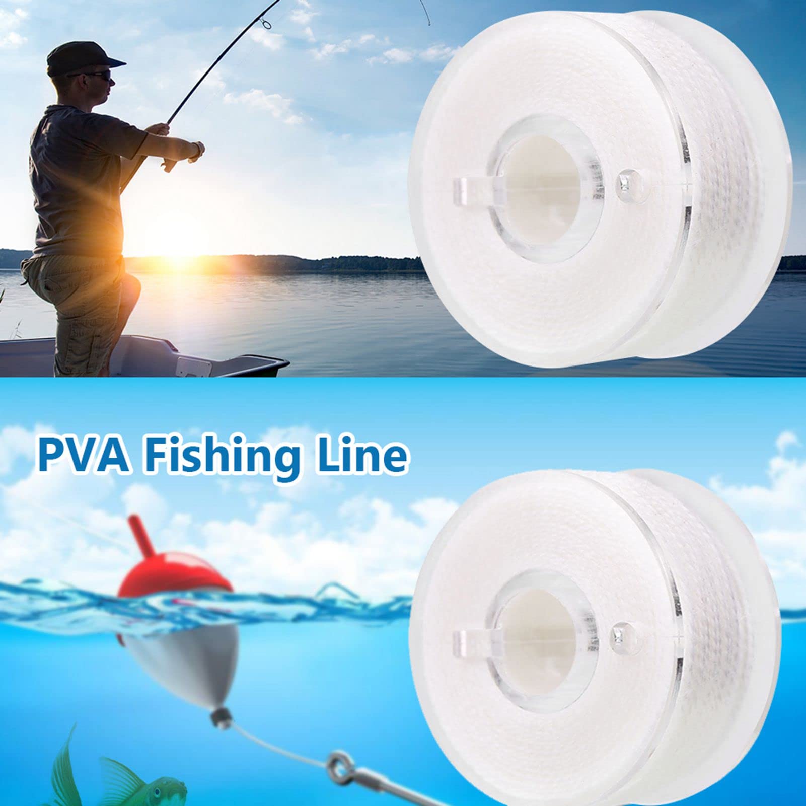 Water Soluble Line,PVA Bait Line,Water Soluble PVA White Bait Line Funnel System, 20m Fishing String Tape Tool Accessory, for Binding Fishing Bait Bags(3pcs), PVA Bait Line,Water Soluble Line,Wat