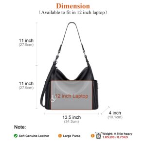 Over Earth Genuine Leather Hobo Purses and Handbags for Women Ladies Shoulder Crossbody Purse(O116E RP Black)