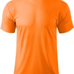 Boladeci Swim Shirts for Men Rash Guard Short Sleeve Tshirts Summer Sun UV Protection Clothing Orange Sport Workout Gym Athletic Shirts Tees