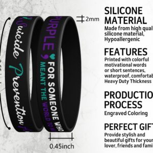 Suicide Prevention Awareness Silicone Wristband Bracelet, I Wear Teal & Purple for Someone Who Meant The World to Me Wristband Bracelet, Stretch Wristbands Unisex Size for Women Men Teen (12-pack)