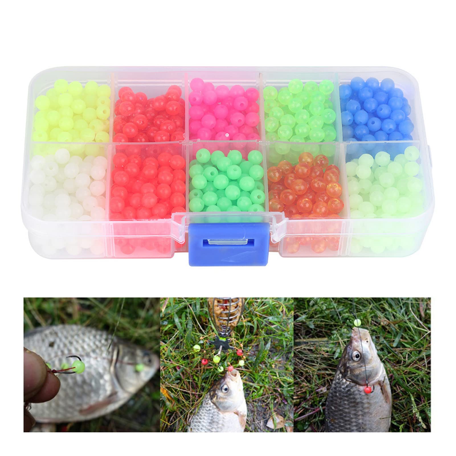 Plastic Assorted Round Float Glow Beads Fishing Bait Eggs Tackle Lures Tools Accessory For Outdoor Fishing,1000pcs/Box Fishing Beads, 1000pcs/Box Fishing Beads, Plastic Assorted Round Glow Fishi