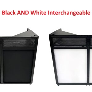 Jumbo 53" Wide DJ Event Facade White/Black Scrim Booth Two Top Corner Table Tops 23"x53" Table! Padded Carrying Case! All Aluminum Build!