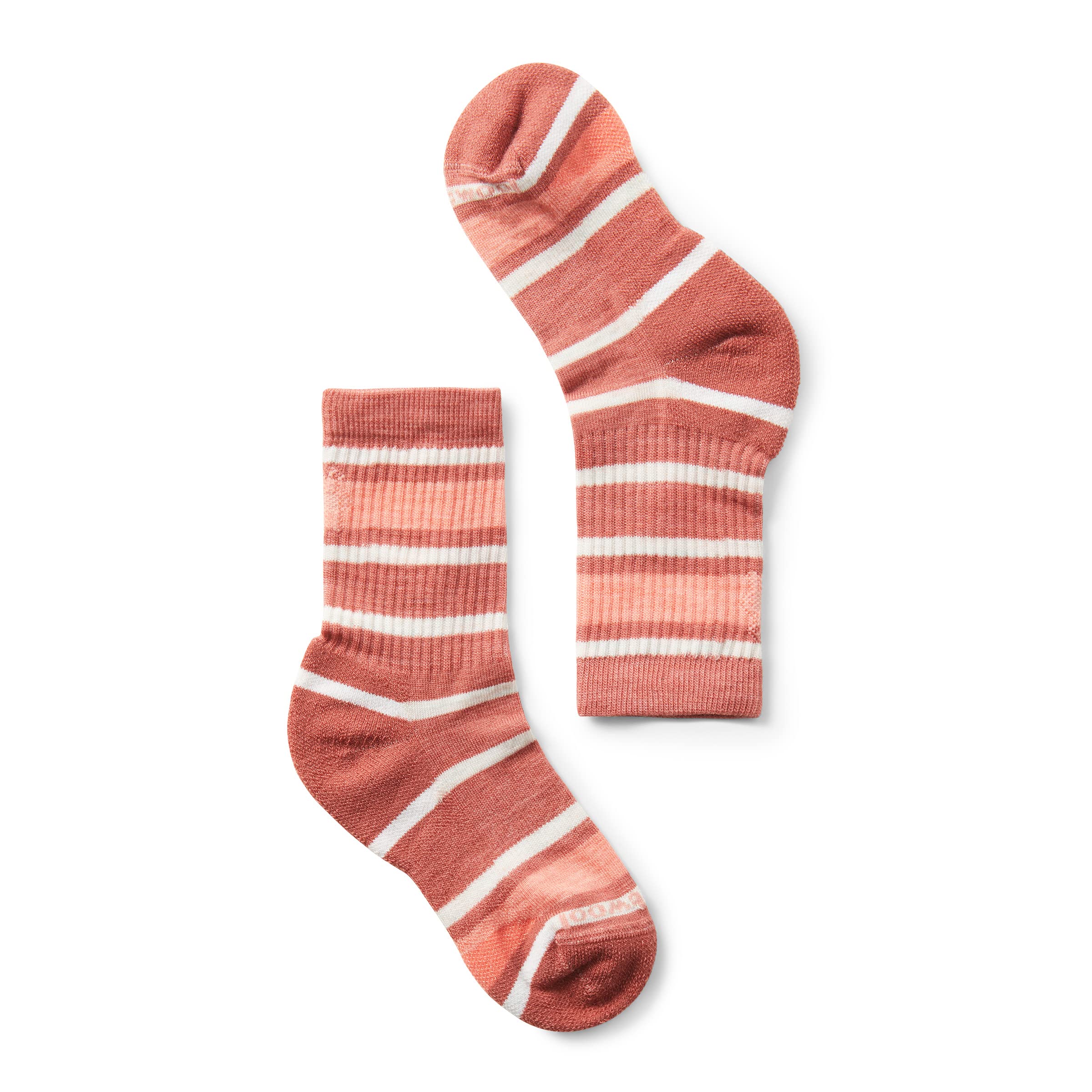 Smartwool Kids' Hike Light Cushion Merino Wool Striped Crew Socks Dusty Cedar, Large