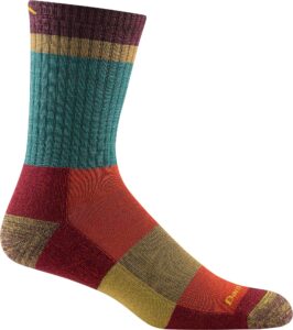 darn tough men's heady stripe micro crew light cushion sock (style 1924) - teal, medium