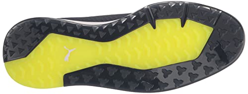 PUMA Golf Men's PROADAPT ALPHACAT DISC Golf Shoe, Peacoat-Puma Silver-Safety Yellow, 12