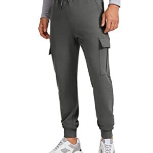 CRZ YOGA Men's Cargo Joggers Pants - 29" Cotton Lightweight Casual Lounge Athletic Workout Sweatpants with Pockets Anthracite X-Large