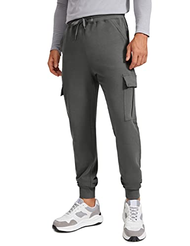 CRZ YOGA Men's Cargo Joggers Pants - 29" Cotton Lightweight Casual Lounge Athletic Workout Sweatpants with Pockets Anthracite X-Large