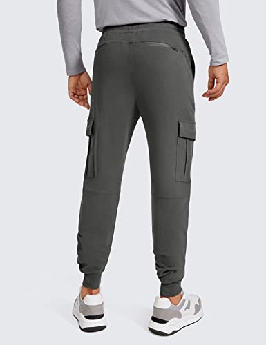 CRZ YOGA Men's Cargo Joggers Pants - 29" Cotton Lightweight Casual Lounge Athletic Workout Sweatpants with Pockets Anthracite X-Large