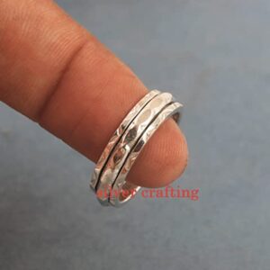 Spinner Texture Spin Band Spinning Meditation Ring 925 Sterling Silver Anxiety Boho Ring Silver Jewelry Gift (7.5)