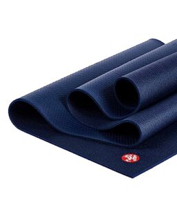 manduka pro lite long & wide yoga mat - lightweight for women and men, non slip, cushion for joint support and stability, 4.7mm thick, 79in x 30in (200cm x 132cm), midnight blue