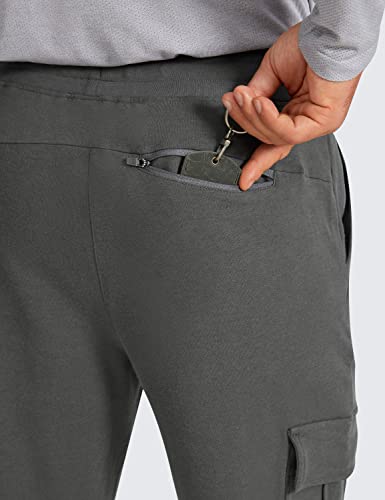 CRZ YOGA Men's Cargo Joggers Pants - 29" Cotton Lightweight Casual Lounge Athletic Workout Sweatpants with Pockets Anthracite X-Large