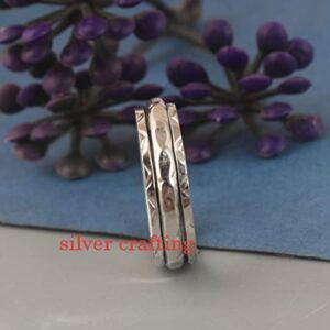 Spinner Texture Spin Band Spinning Meditation Ring 925 Sterling Silver Anxiety Boho Ring Silver Jewelry Gift (7.5)