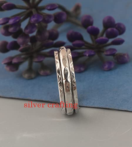 Spinner Texture Spin Band Spinning Meditation Ring 925 Sterling Silver Anxiety Boho Ring Silver Jewelry Gift (7.5)