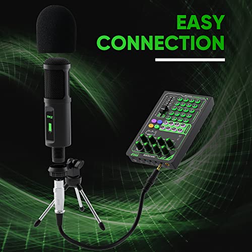 Pyle Portable Bluetooth Live Broadcast Sound Card Pro Audio Interface DJ mixer Condenser w/Microphone Set, for Streaming podcasts Studio, Recording PC, Gaming, Phone, w/FX, Ambient Sounds - PKSCRD308