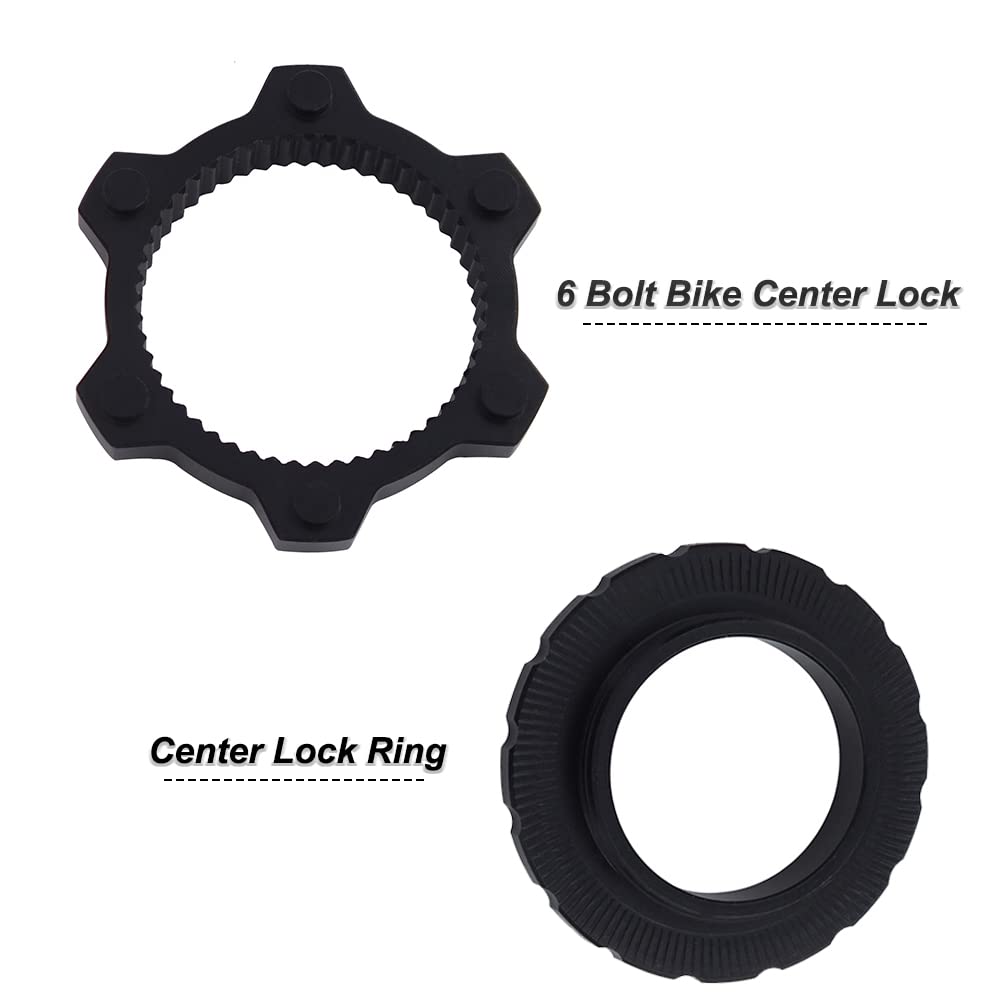 Saipe Bicycle Center Lock Adapter with Lock Ring Aluminum Alloy Centerlock Adaptor 6-Bolt Disc Brake Rotor Adapter Hub Spacer Bicycle Accessories for Mountain/Road Bike 9/12/15mm hub axles