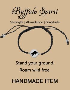 maofaed buffalo gift buffalo spirit strength abundance gratitude buffalo bracelet for men women (buffalo spirit cardbr)