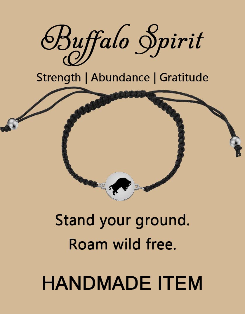 MAOFAED Buffalo Gift Buffalo Spirit Strength Abundance Gratitude Buffalo Bracelet for Men Women (buffalo spirit cardbr)