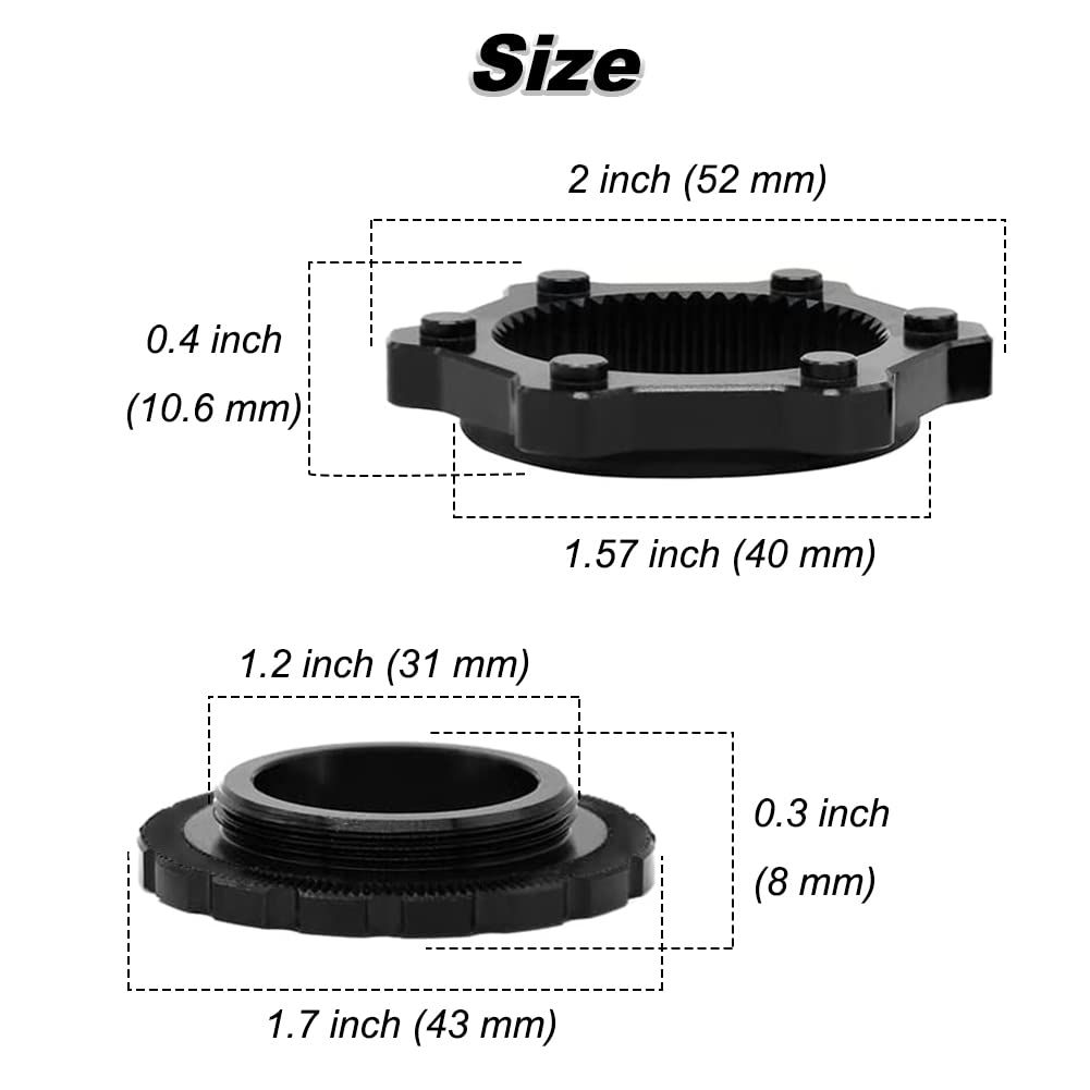 Saipe Bicycle Center Lock Adapter with Lock Ring Aluminum Alloy Centerlock Adaptor 6-Bolt Disc Brake Rotor Adapter Hub Spacer Bicycle Accessories for Mountain/Road Bike 9/12/15mm hub axles