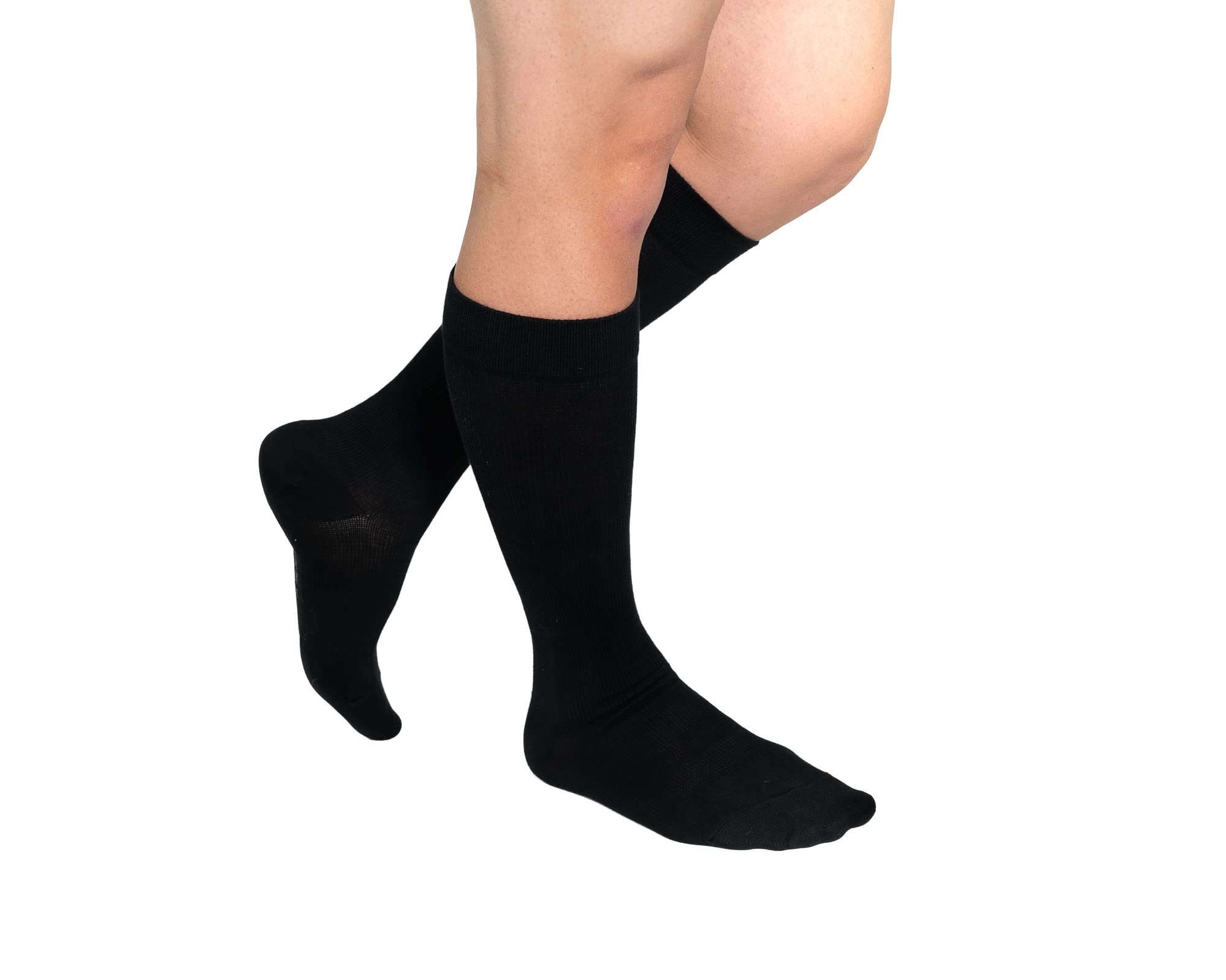 Royfa Cotton compression socks for Women and Men, 15-20 mmHg support stockings, Closed Toe circulator compression sock (Medium, Ebony)