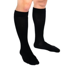 Royfa Cotton compression socks for Women and Men, 15-20 mmHg support stockings, Closed Toe circulator compression sock (Medium, Ebony)